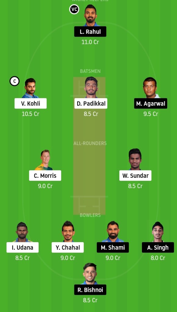 RCB vs KXIP Dream11 Team Prediction