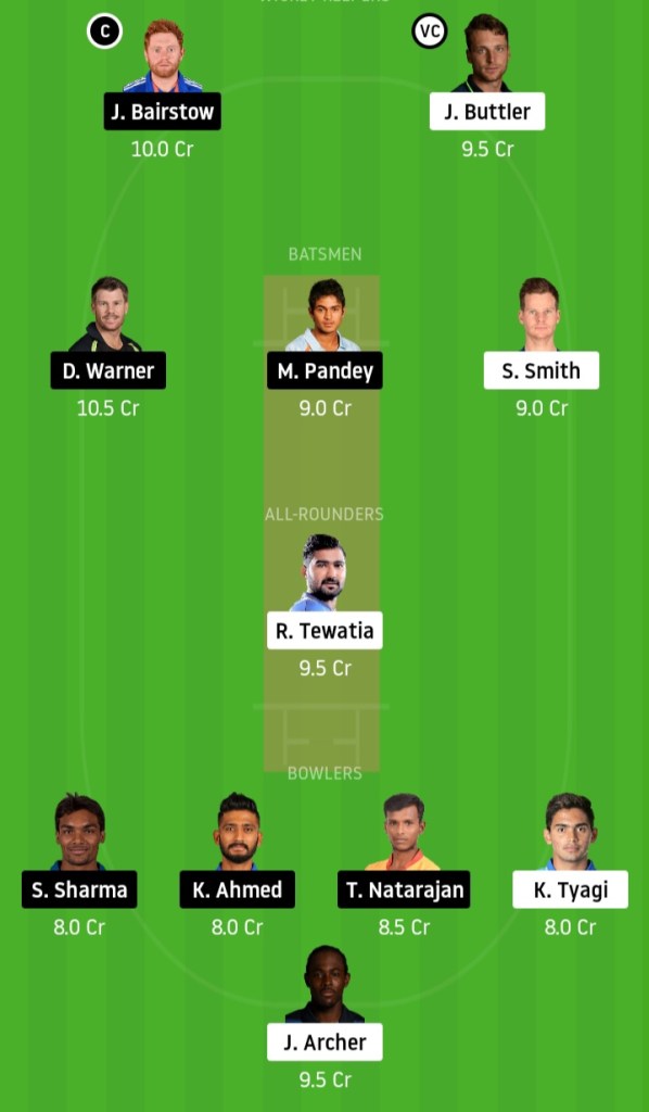 RR vs SRH Dream11 Team Prediction Crickinfo