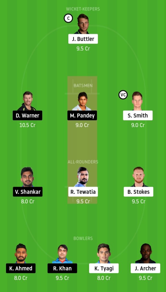 RR vs SRH Dream11 Team Prediction
