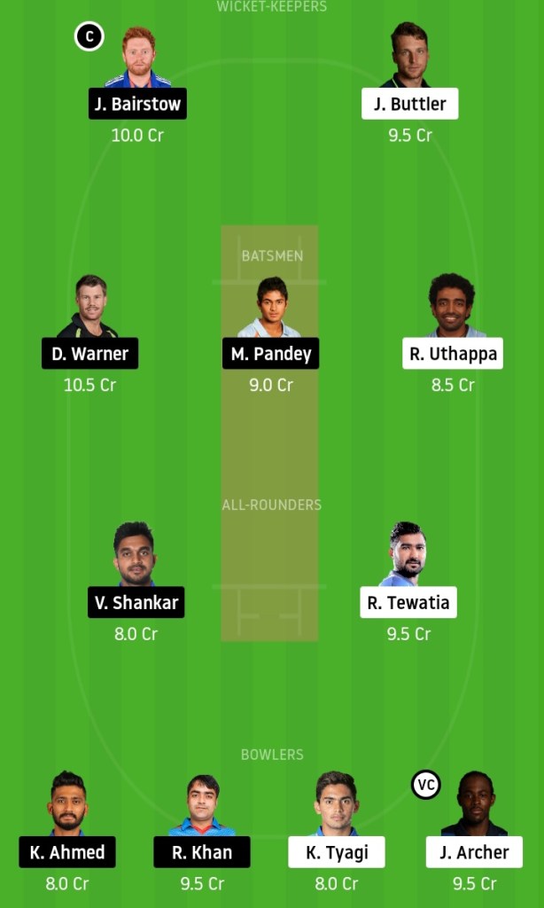 RR vs SRH Dream11 Team Prediction Crickinfo