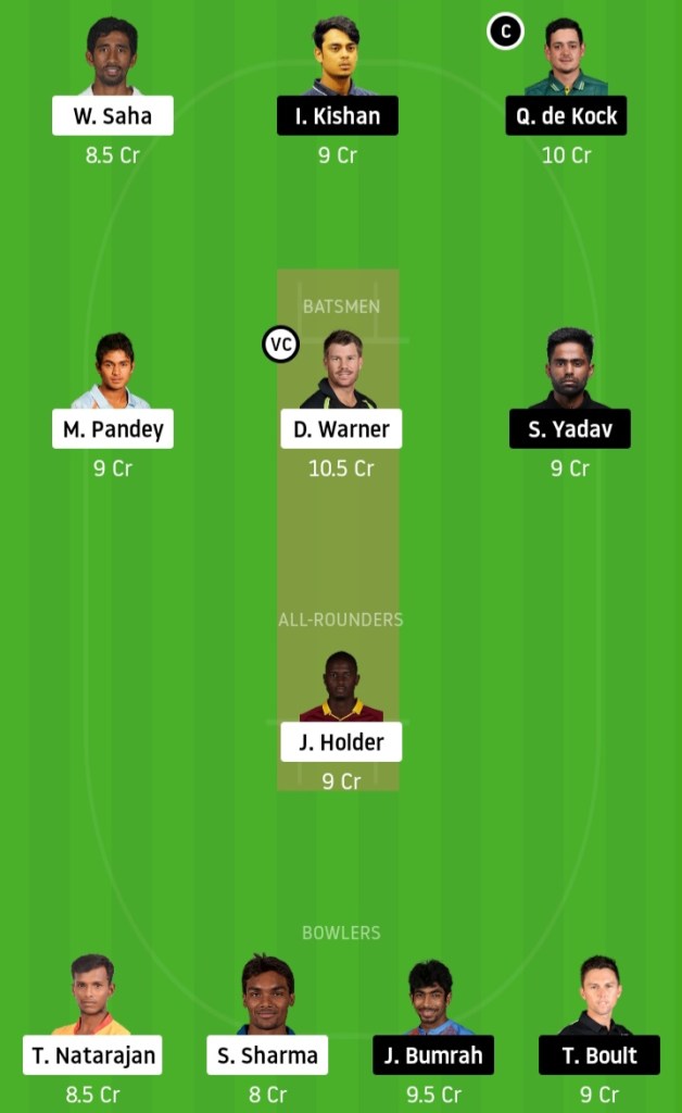 SRH vs MI Proteammaker www.crickinfo.in